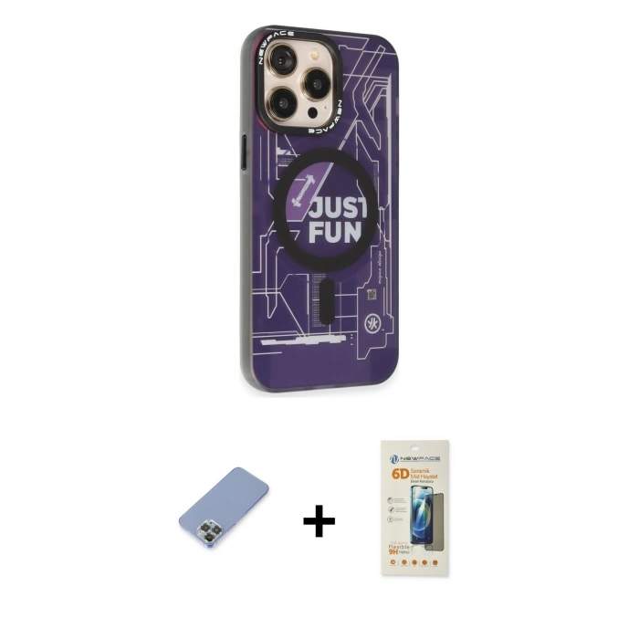 MARSİLYAN™- iPhone 13 Pro Max Kılıf Siluet Modern Koleksiyonu - Siyah 6D Mat Seramik Hayalet Nano Ekran Koruyucu + Metal Kamera Lens Koruma Cam - KUYL