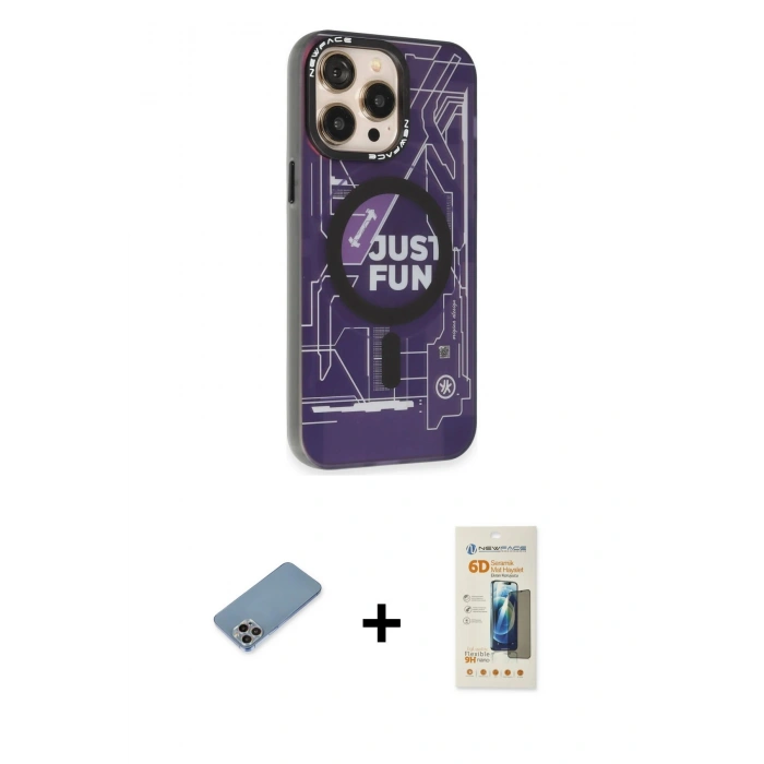 MARSİLYAN™- iPhone 13 Pro Max Kılıf Siluet Modern Koleksiyonu - Siyah 6D Mat Seramik Hayalet Nano Ekran Koruyucu + Shine Kamera Lens Koruma Cam - GI