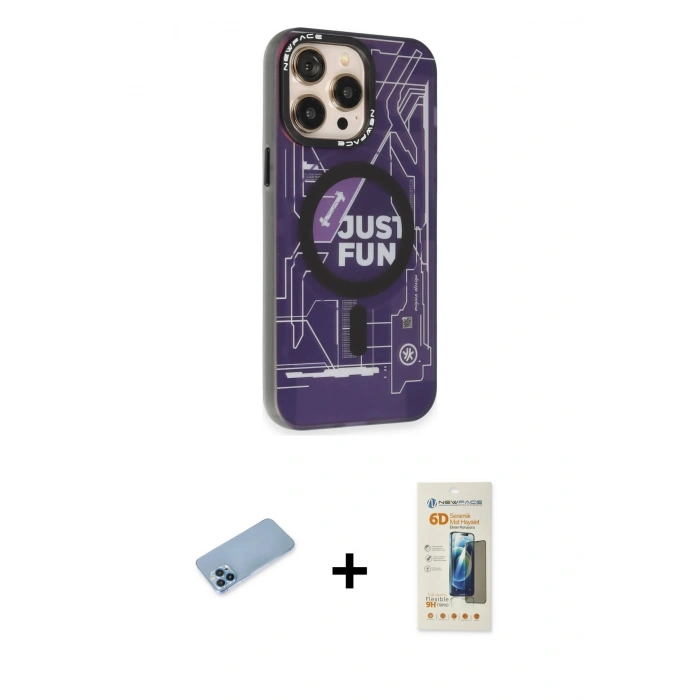 MARSİLYAN™- iPhone 13 Pro Max Kılıf Siluet Modern Koleksiyonu - Siyah 6D Mat Seramik Hayalet Nano Ekran Koruyucu + Shine Kamera Lens Koruma Cam - MI