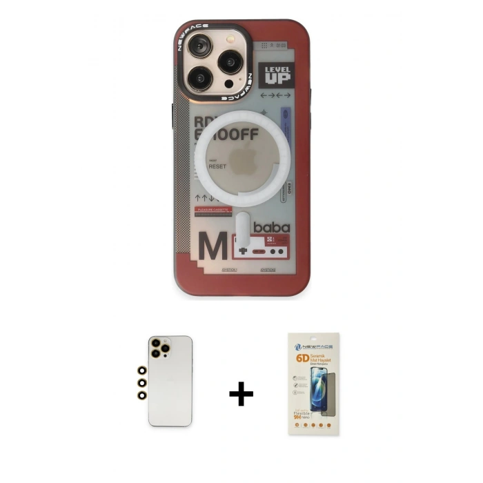 MARSİLYAN™- iPhone 13 Pro Max Kılıf Siluet Modern Koleksiyonu - Siyah 6D Mat Seramik Hayalet Nano Ekran Koruyucu + Shine Kamera Lens - GD