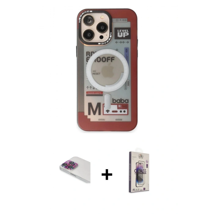 MARSİLYAN™- iPhone 13 Pro Max Kılıf Siluet Modern Koleksiyonu - Siyah Bilvis 3D Cam Ekran Koruyucu + Pers Alüminyum Kamera Lens - GI