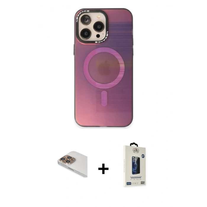 MARSİLYAN™- iPhone 13 Pro Max Kılıf Siluet Modern Koleksiyonu - Siyah Bilvis Hayalet Cam Ekran Koruyucu + Pers Alüminyum Kamera Lens - GD