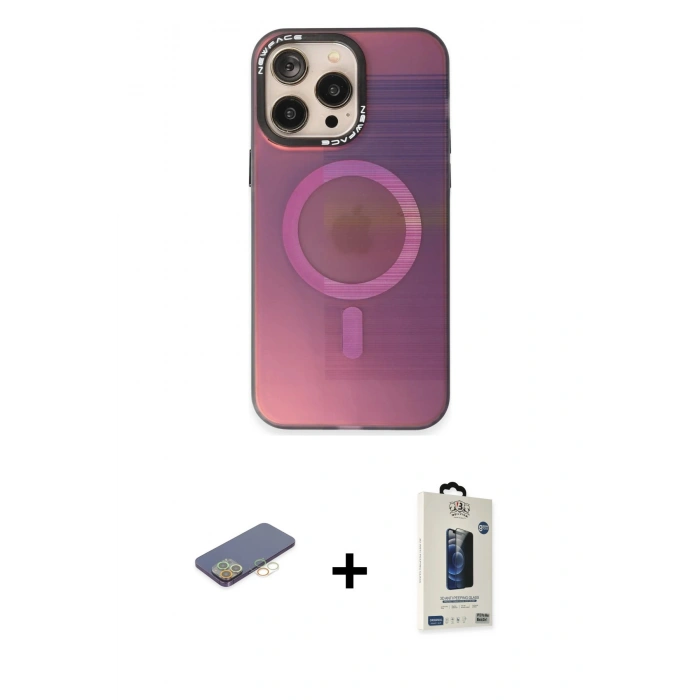 MARSİLYAN™- iPhone 13 Pro Max Kılıf Siluet Modern Koleksiyonu - Siyah Bilvis Hayalet Cam Ekran Koruyucu + Renkli Kamera Lens Koruma Cam - SI