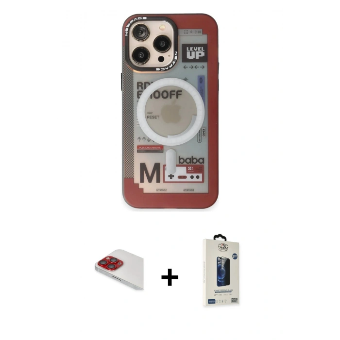 MARSİLYAN™- iPhone 13 Pro Max Kılıf Siluet Modern Koleksiyonu - Siyah Bilvis Hayalet Cam Ekran Koruyucu + Pers Alüminyum Kamera Lens - KI