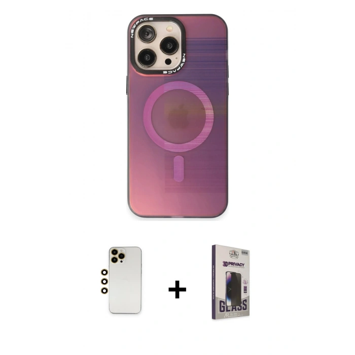 MARSİLYAN™- iPhone 13 Pro Max Kılıf Siluet Modern Koleksiyonu - Siyah Bilvis Hayalet Cam Ekran Koruyucu + Shine Kamera Lens - GD