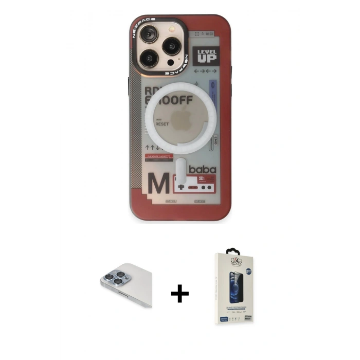 MARSİLYAN™- iPhone 13 Pro Max Kılıf Siluet Modern Koleksiyonu - Siyah Bilvis Hayalet Cam Ekran Koruyucu + Sierra Blue Pers Alüminyum Kamera Lens
