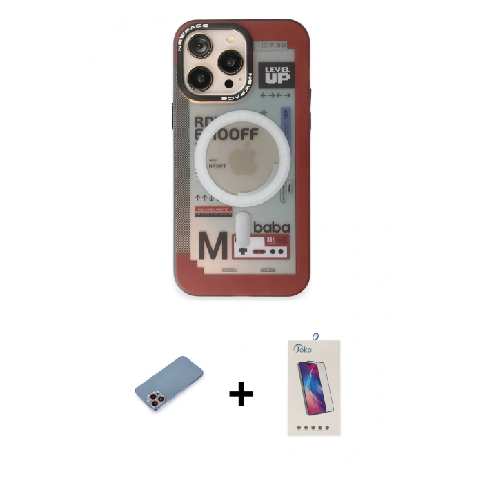 MARSİLYAN™- iPhone 13 Pro Max Kılıf Siluet Modern Koleksiyonu - Siyah Joko 5D Cam + Shine Kamera Lens Koruma Cam - PE