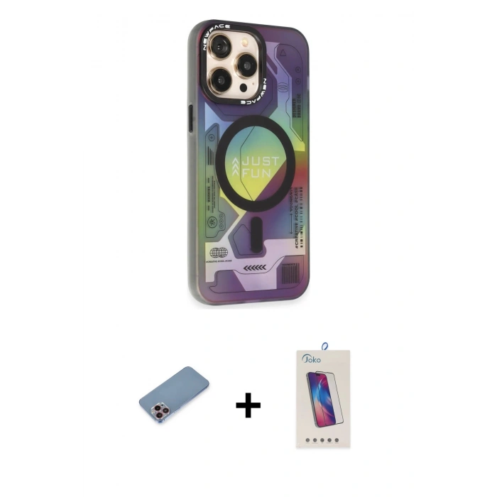 MARSİLYAN™- iPhone 13 Pro Max Kılıf Siluet Modern Koleksiyonu - Siyah Joko 5D Cam + Shine Kamera Lens Koruma Cam - PE