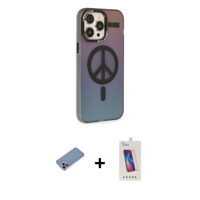 MARSİLYAN™- iPhone 13 Pro Max Kılıf Siluet Modern Koleksiyonu - Siyah Joko 5D Cam + Shine Kamera Lens Koruma Cam - PE