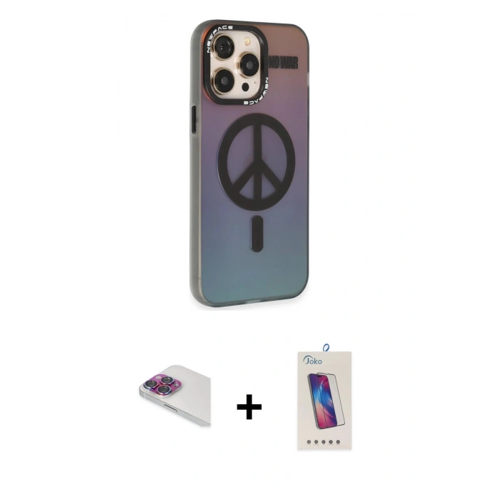 MARSİLYAN™- iPhone 13 Pro Max Kılıf Siluet Modern Koleksiyonu - Siyah Joko 5D Cam + Pers Alüminyum Kamera Lens - GI