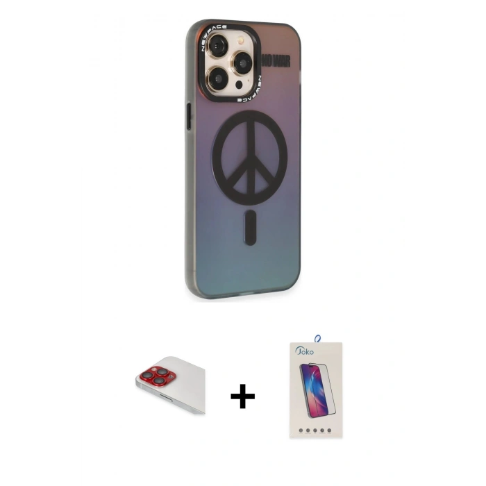 MARSİLYAN™- iPhone 13 Pro Max Kılıf Siluet Modern Koleksiyonu - Siyah Joko 5D Cam + Pers Alüminyum Kamera Lens - KI