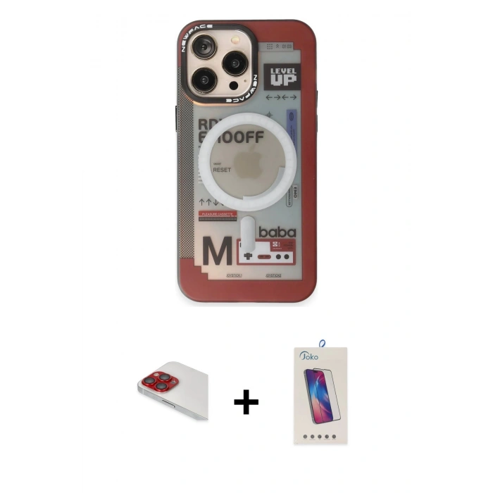 MARSİLYAN™- iPhone 13 Pro Max Kılıf Siluet Modern Koleksiyonu - Siyah Joko 5D Cam + Pers Alüminyum Kamera Lens - KI
