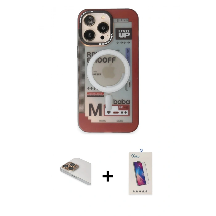 MARSİLYAN™- iPhone 13 Pro Max Kılıf Siluet Modern Koleksiyonu - Siyah Joko 5D Cam + Pers Alüminyum Kamera Lens - GD