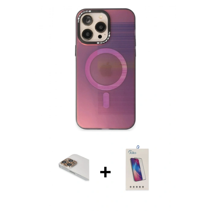 MARSİLYAN™- iPhone 13 Pro Max Kılıf Siluet Modern Koleksiyonu - Siyah Joko 5D Cam + Pers Alüminyum Kamera Lens - GD