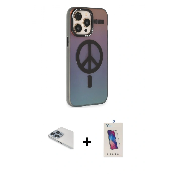MARSİLYAN™- iPhone 13 Pro Max Kılıf Siluet Modern Koleksiyonu - Siyah Joko 5D Cam + Pers Alüminyum Kamera Lens - SABE