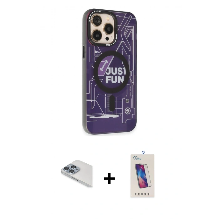 MARSİLYAN™- iPhone 13 Pro Max Kılıf Siluet Modern Koleksiyonu - Siyah Joko 5D Cam + Pers Alüminyum Kamera Lens - SABE