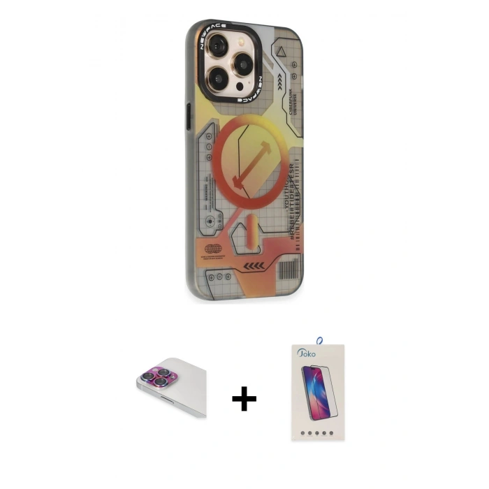 MARSİLYAN™- iPhone 13 Pro Max Kılıf Siluet Modern Koleksiyonu - Siyah Joko 5D Cam + Pers Alüminyum Kamera Lens - GI