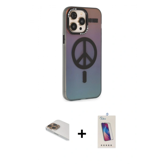 MARSİLYAN™- iPhone 13 Pro Max Kılıf Siluet Modern Koleksiyonu - Siyah Joko 5D Cam + Pers Alüminyum Kamera Lens - GD