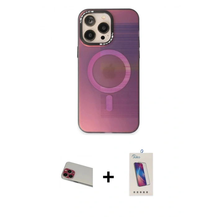 MARSİLYAN™- iPhone 13 Pro Max Kılıf Siluet Modern Koleksiyonu - Siyah Joko 5D Cam + Rainbow Kamera Lens Koruma Cam - KI