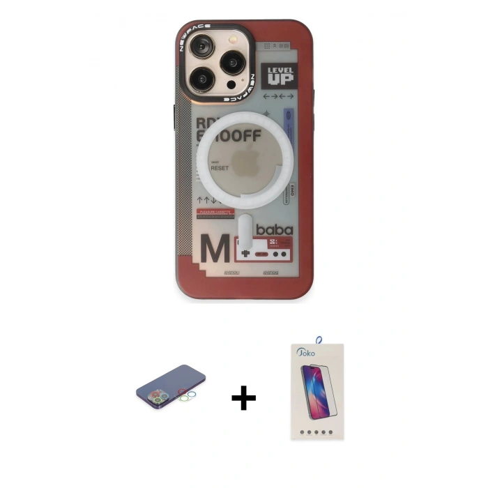 MARSİLYAN™- iPhone 13 Pro Max Kılıf Siluet Modern Koleksiyonu - Siyah Joko 5D Cam + Renkli Kamera Lens Koruma Cam - MI