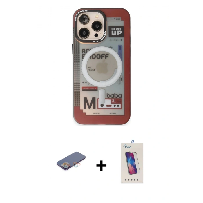 MARSİLYAN™- iPhone 13 Pro Max Kılıf Siluet Modern Koleksiyonu - Siyah Joko 5D Cam + Renkli Kamera Lens Koruma Cam - PE