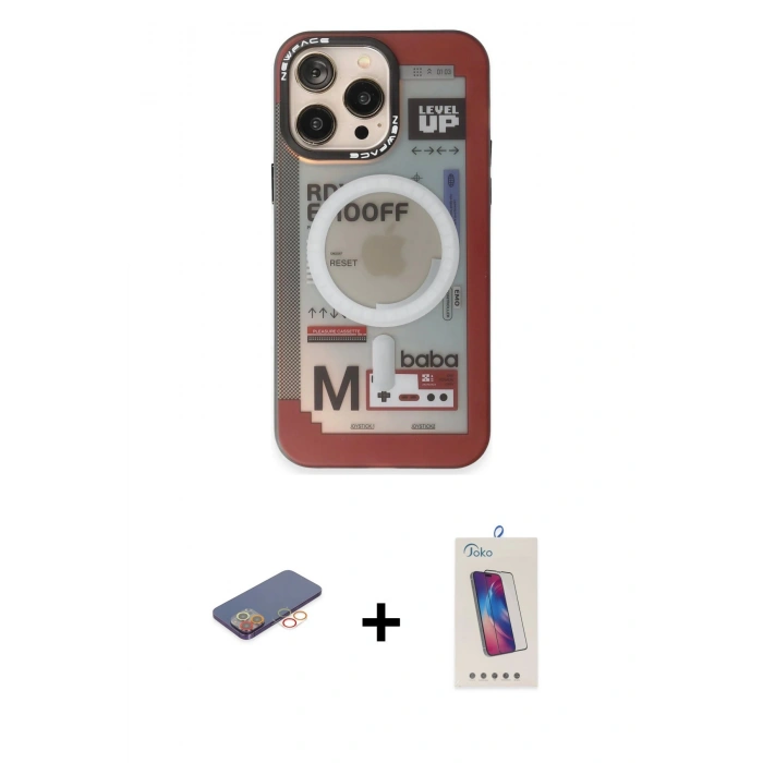 MARSİLYAN™- iPhone 13 Pro Max Kılıf Siluet Modern Koleksiyonu - Siyah Joko 5D Cam + Renkli Kamera Lens Koruma Cam - TU