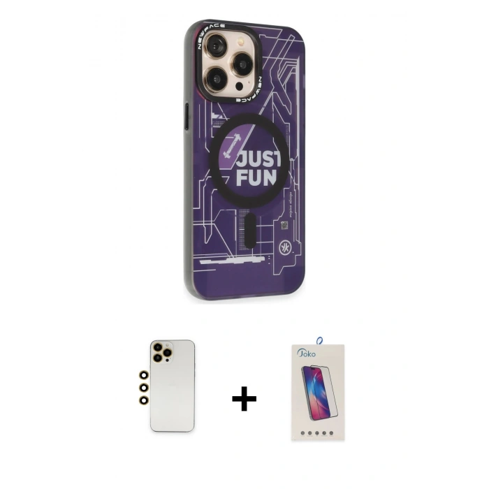 MARSİLYAN™- iPhone 13 Pro Max Kılıf Siluet Modern Koleksiyonu - Siyah Joko 5D Cam + Shine Kamera Lens - GD