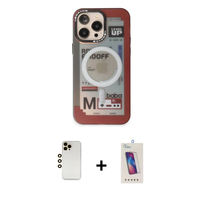 MARSİLYAN™- iPhone 13 Pro Max Kılıf Siluet Modern Koleksiyonu - Siyah Joko 5D Cam + Shine Kamera Lens - GD