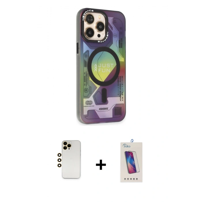 MARSİLYAN™- iPhone 13 Pro Max Kılıf Siluet Modern Koleksiyonu - Siyah Joko 5D Cam + Shine Kamera Lens - GD