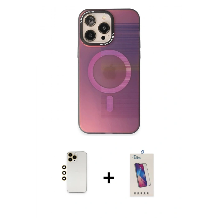 MARSİLYAN™- iPhone 13 Pro Max Kılıf Siluet Modern Koleksiyonu - Siyah Joko 5D Cam + Shine Kamera Lens - GD