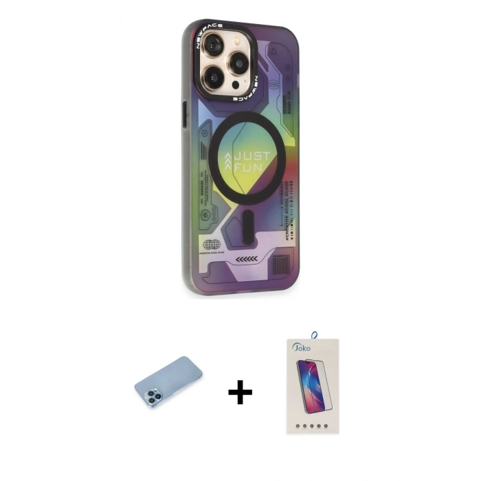 MARSİLYAN™- iPhone 13 Pro Max Kılıf Siluet Modern Koleksiyonu - Siyah Joko 5D Cam + Shine Kamera Lens Koruma Cam - MI