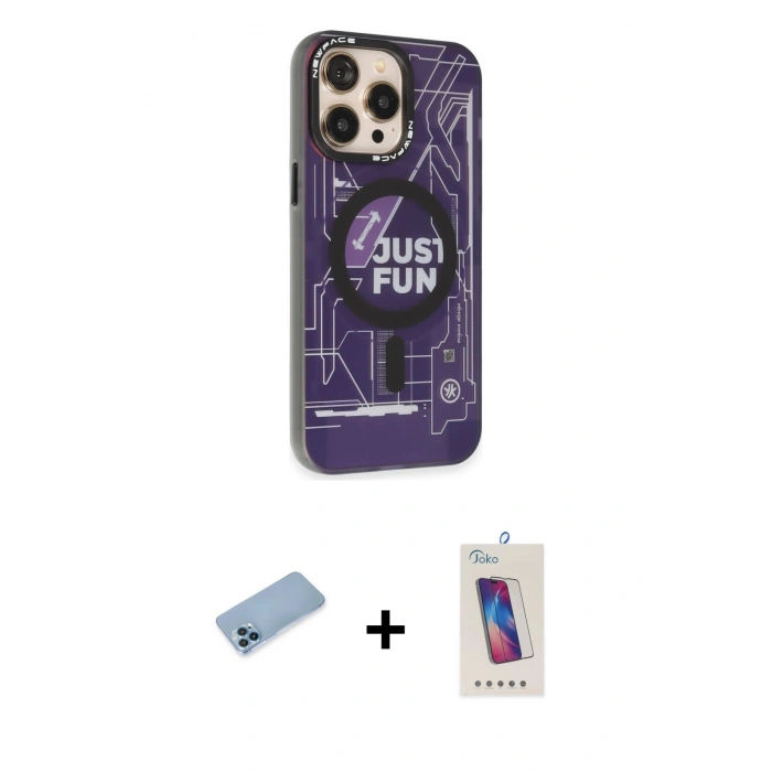MARSİLYAN™- iPhone 13 Pro Max Kılıf Siluet Modern Koleksiyonu - Siyah Joko 5D Cam + Shine Kamera Lens Koruma Cam - MI