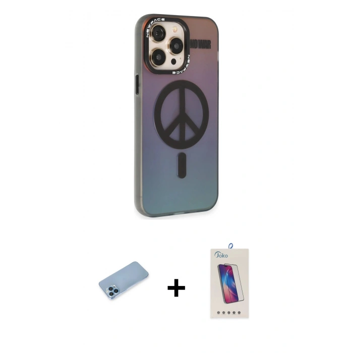 MARSİLYAN™- iPhone 13 Pro Max Kılıf Siluet Modern Koleksiyonu - Siyah Joko 5D Cam + Shine Kamera Lens Koruma Cam - MI