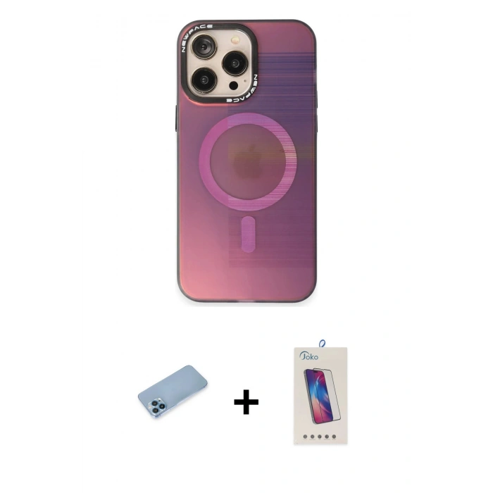 MARSİLYAN™- iPhone 13 Pro Max Kılıf Siluet Modern Koleksiyonu - Siyah Joko 5D Cam + Shine Kamera Lens Koruma Cam - MI