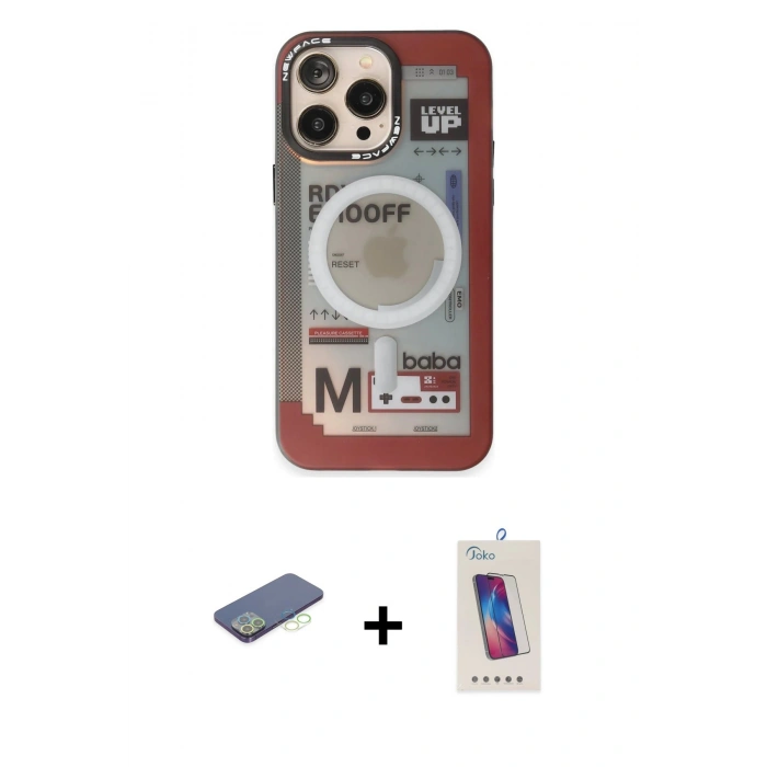 MARSİLYAN™- iPhone 13 Pro Max Kılıf Siluet Modern Koleksiyonu - Siyah Joko 5D Cam + Yeşil Renkli Kamera Lens Koruma Cam