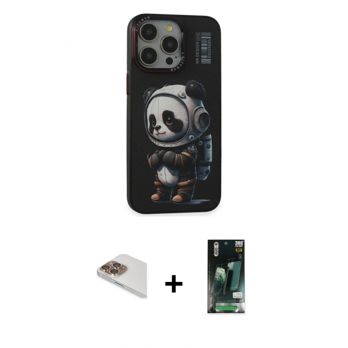 MARSİLYAN™- iPhone 13 Pro Max Kılıf Siluet Modern Özel Seri - Şeffaf 360 Full Body Arka Koruyucu + Pers Alüminyum Kamera Lens - GD