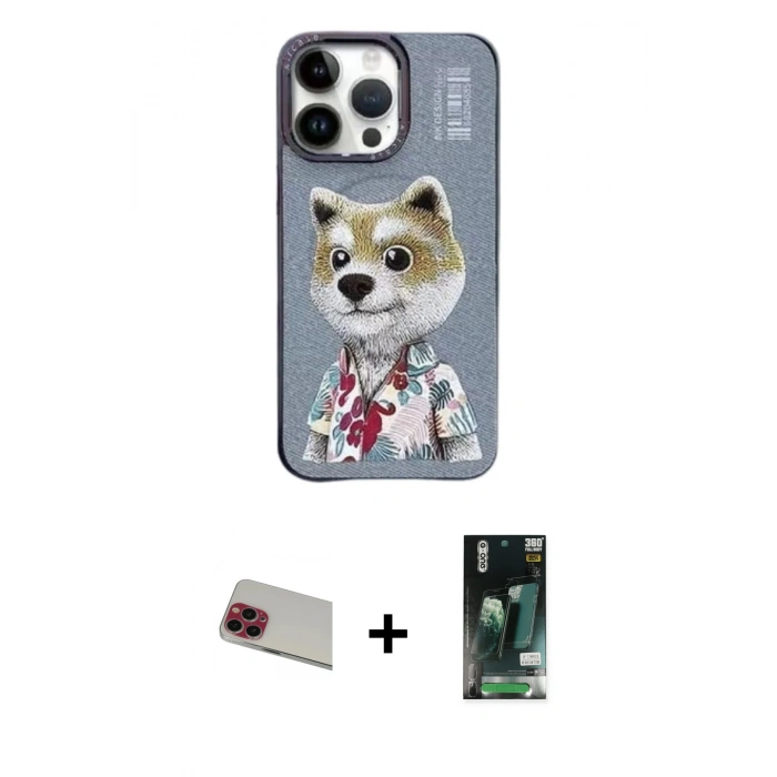 MARSİLYAN™- iPhone 13 Pro Max Kılıf Siluet Modern Özel Seri - Şeffaf 360 Full Body Arka Koruyucu + Rainbow Kamera Lens Koruma Cam - KI