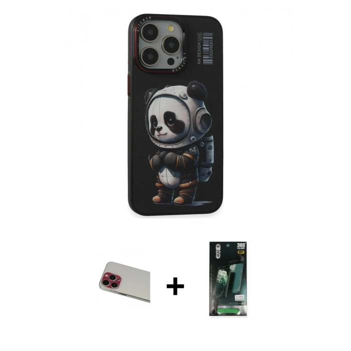 MARSİLYAN™- iPhone 13 Pro Max Kılıf Siluet Modern Özel Seri - Şeffaf 360 Full Body Arka Koruyucu + Rainbow Kamera Lens Koruma Cam - KI