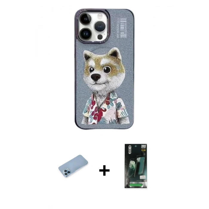 MARSİLYAN™- iPhone 13 Pro Max Kılıf Siluet Modern Özel Seri - Şeffaf 360 Full Body Arka Koruyucu + Shine Kamera Lens Koruma Cam - MI