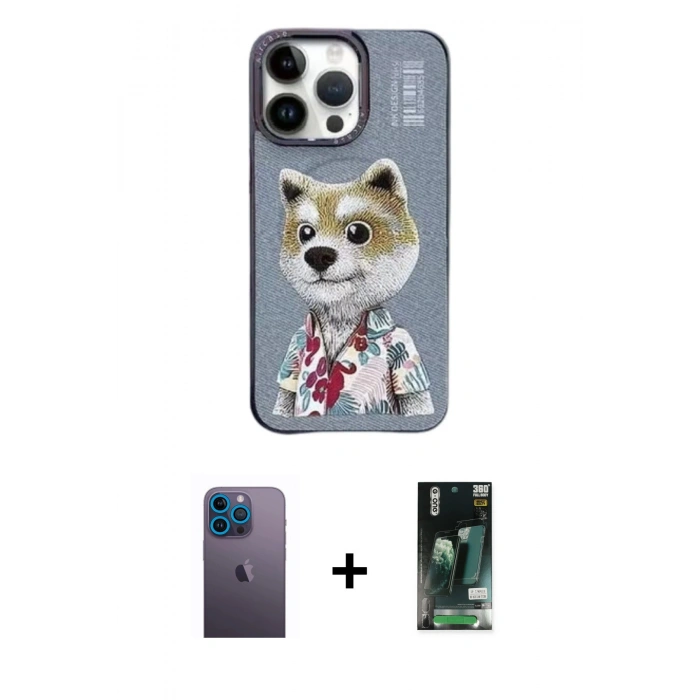 MARSİLYAN™- iPhone 13 Pro Max Kılıf Siluet Modern Özel Seri - Şeffaf 360 Full Body Arka Koruyucu + Neon Fosforlu Kamera Lens - MI