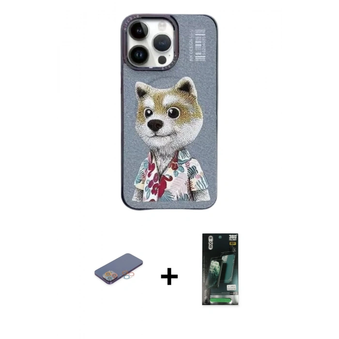 MARSİLYAN™- iPhone 13 Pro Max Kılıf Siluet Modern Özel Seri - Şeffaf 360 Full Body Arka Koruyucu + Renkli Kamera Lens Koruma Cam - PE