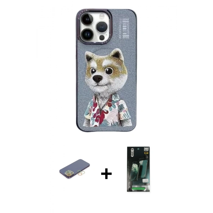 MARSİLYAN™- iPhone 13 Pro Max Kılıf Siluet Modern Özel Seri - Şeffaf 360 Full Body Arka Koruyucu + Renkli Kamera Lens Koruma Cam - SI