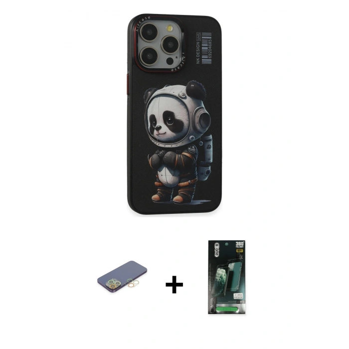 MARSİLYAN™- iPhone 13 Pro Max Kılıf Siluet Modern Özel Seri - Şeffaf 360 Full Body Arka Koruyucu + Renkli Kamera Lens Koruma Cam - SI
