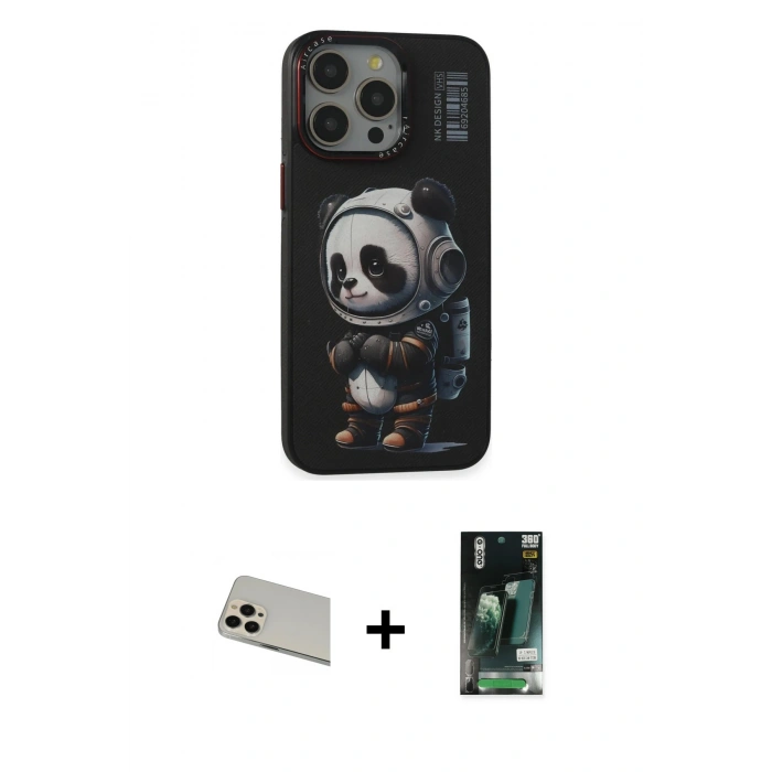 MARSİLYAN™- iPhone 13 Pro Max Kılıf Siluet Modern Özel Seri - Şeffaf 360 Full Body Arka Koruyucu + Rose Gold Rainbow Kamera Lens Koruma Cam