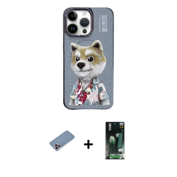 MARSİLYAN™- iPhone 13 Pro Max Kılıf Siluet Modern Özel Seri - Şeffaf 360 Full Body Arka Koruyucu + Shine Kamera Lens Koruma Cam - PE