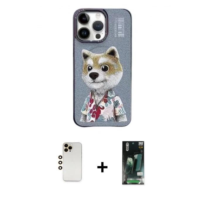 MARSİLYAN™- iPhone 13 Pro Max Kılıf Siluet Modern Özel Seri - Şeffaf 360 Full Body Arka Koruyucu + Shine Kamera Lens - GD