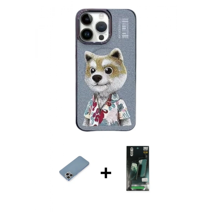 MARSİLYAN™- iPhone 13 Pro Max Kılıf Siluet Modern Özel Seri - Şeffaf 360 Full Body Arka Koruyucu + Shine Kamera Lens Koruma Cam - GI