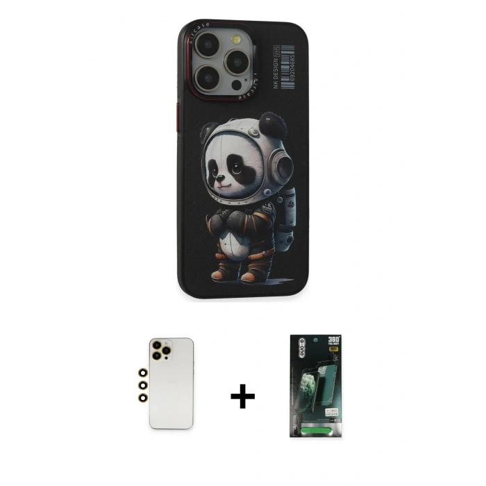 MARSİLYAN™- iPhone 13 Pro Max Kılıf Siluet Modern Özel Seri - Şeffaf 360 Full Body Arka Koruyucu + Shine Kamera Lens - GD