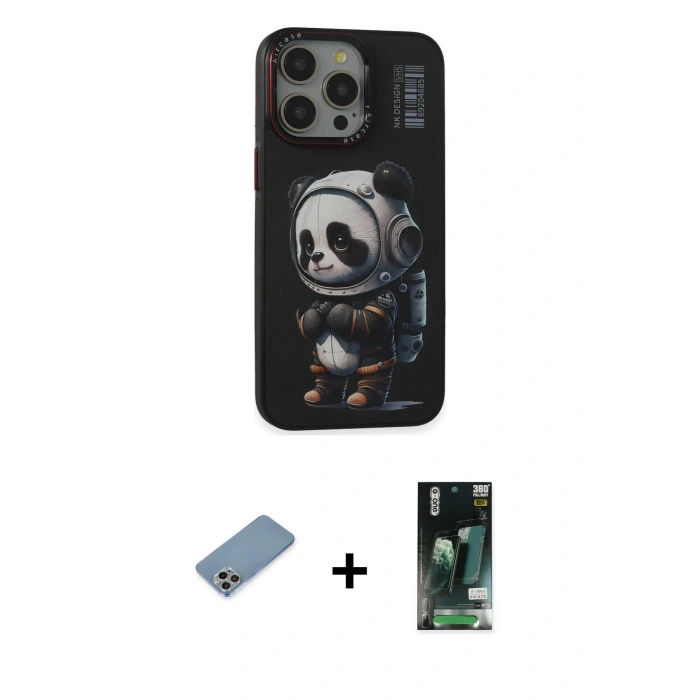 MARSİLYAN™- iPhone 13 Pro Max Kılıf Siluet Modern Özel Seri - Şeffaf 360 Full Body Arka Koruyucu + Shine Kamera Lens Koruma Cam - GI