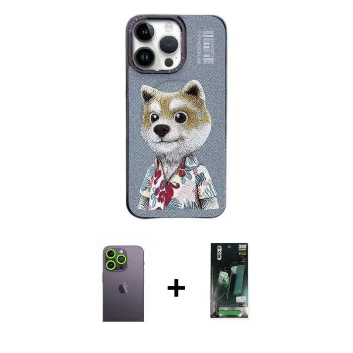 MARSİLYAN™- iPhone 13 Pro Max Kılıf Siluet Modern Özel Seri - Şeffaf 360 Full Body Arka Koruyucu + Neon Fosforlu Kamera Lens - YL